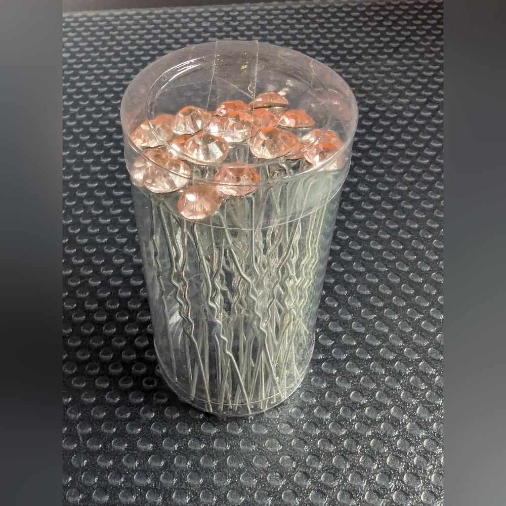 Chic Peach Crystal Hair Pins 20 Pieces